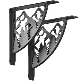 STARBY Heavy Duty Shelf Brackets. 2 Pack, 12" x 12" Fireplace Mantel Corbels. L Shaped Metal Bracket Counter Supports. Designer Wrought Iron Black. DIY Hardware Included. 500 Lb Capacity. Made in USA