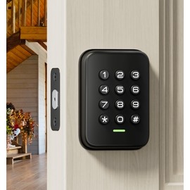 Veise Keyless Entry Door Lock, Electronic Keypad Deadbolt, Auto Lock, Anti-Peeking Password, Emergency Power Port, Easy Installation, Black