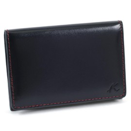 Kitamura ZH0484 Nume Leather Business Card Holder, Dark Blue/Wine Stitch [Navy] 10711