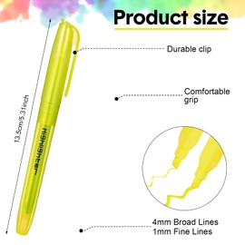 Thenshop 100 Pcs Yellow Highlighters Bulk Pocket Style Gel No Bleed Thin Highlighters Markers for Adults Highlighting in the Home Office