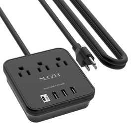 Cruise Essentials,10 Ft Power Strip with 3 Outlets and 4 USB Ports(1 USB C), Non Surge Protector for Cruise Ship, Travel, Home Office, ETL Listed, Black