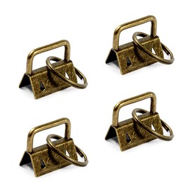 SPEEDWOX 25 Pcs Key Fob Hardware with Split Ring Webbing Antique Brass 1 Inch