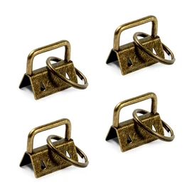 SPEEDWOX 25 Pcs Key Fob Hardware with Split Ring Webbing Antique Brass 1 Inch