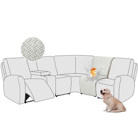 ALIECOM 100% Waterproof Recliner Sectional Couch Covers L Shape Stretch Corner Reclining Sectional Sofa Cover Washable Recliner Slipcover Protector for Dog Pet (1 Seat, Light Gray)