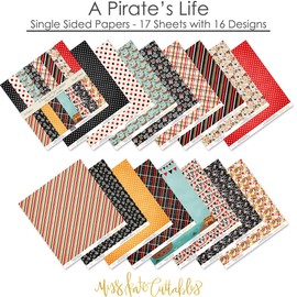 Pattern Paper Pack - A Pirate's Life - Scrapbook Specialty Paper Single-Sided 12"x12" Collection Includes 16 Sheets - by Miss Kate Cuttables