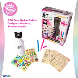 iLY ACTIVITY KINGS Insulated Hydro Water Bottle With Straw For Girls & Boys | Eco-Friendly, BPA Free | Dishwasher Safe | (2 Markers, 60 Stickers, Kids 6+)