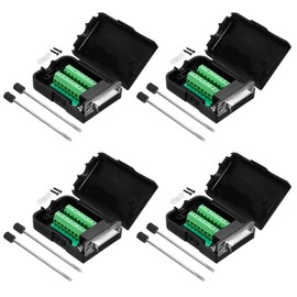 MECCANIXITY DB9 Breakout Connector, RS232 Serial Adapter Solderless Module Board with case 15 Pin 2 Row Female Port Solderless Terminal Block Adapter Pack of 4