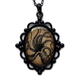 Large Black Framed Octopus Cameo Pendant