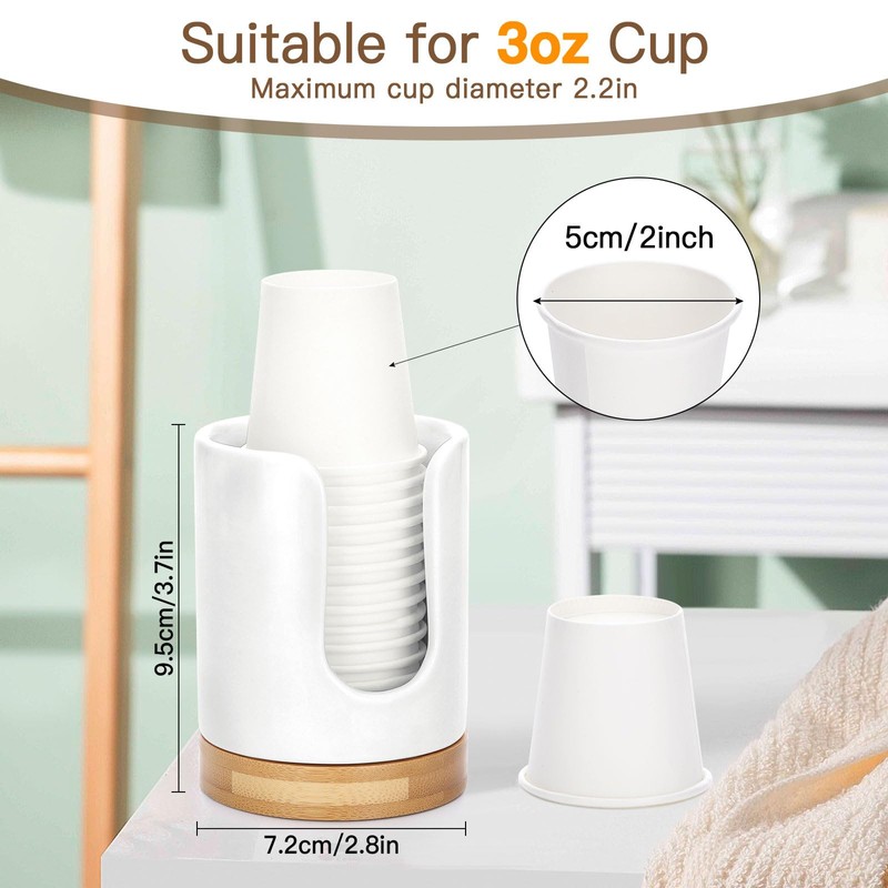 Soleebee Ceramic Bathroom Cup Dispenser, Hold 3 oz Mouthwash Cup