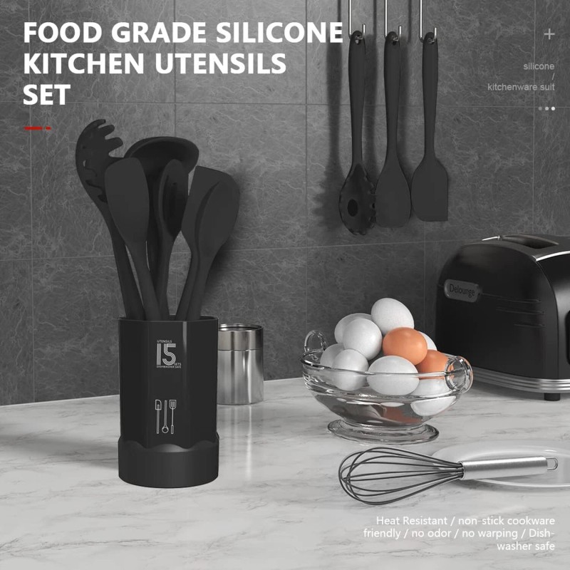 AOTHOD Silicone Cooking Utensils Set - 446°F Heat Resistant Kitchen