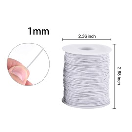 Zealor 2 Roll 1 mm Elastic String Cord Elastic Thread Beading String Cord for Jewelry Making Bracelets Beading 100 Meters/Roll (White)