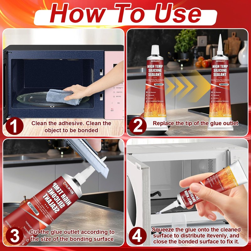 WANJAO 482°F High Temp Silicone Sealant, High Heat Silicone Sealant