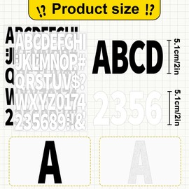6 Sheets Iron on Letters,306 Pcs 2 Inch Iron on Letters and Numbers for Clothing Heat Transfer Letters with Alphabet Patches Iron on Letter Stickers for T-Shirt Jersey Fabric Craft,Black and White