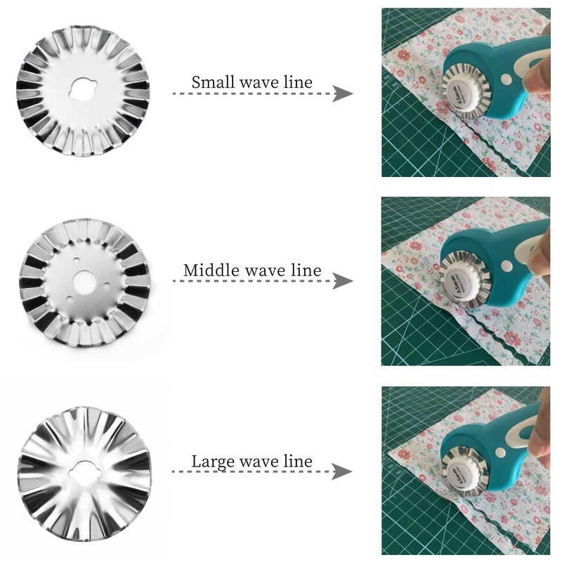 AMASEWART 45mm Crochet Edge Rotary Cutter Blades, Skip Stitch Rotary