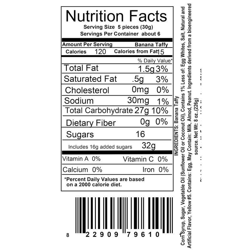 Amish Buggy Sweets Taffy, Assorted, 3 Pound (Banana)