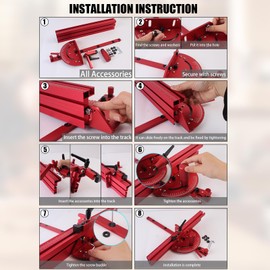 JCFANTS Table Saw Miter Gauge Works w/Table Saws, Band Saw and Router Table (Red)