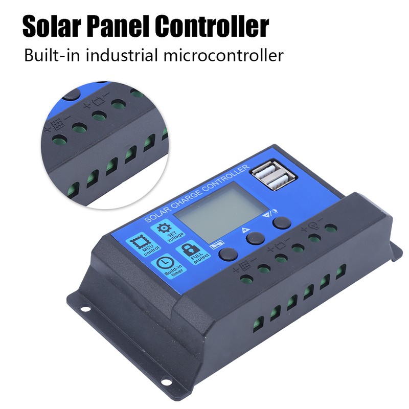 Solar Panel Controller LCD Display Battery Charge Control Dual USB