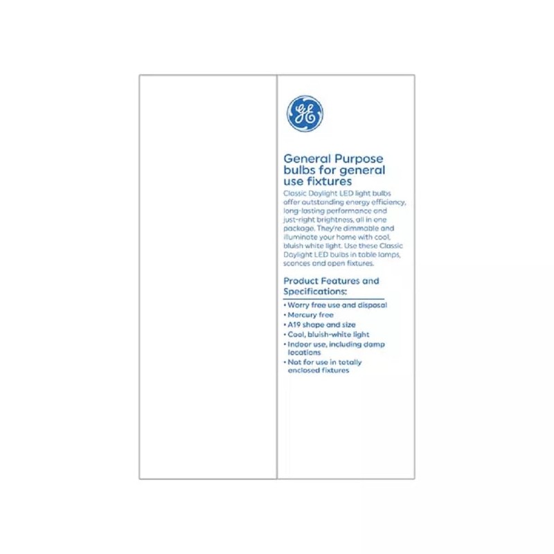GE Classic LED 60 Watt Replacement, Daylight, A19 General Purpose