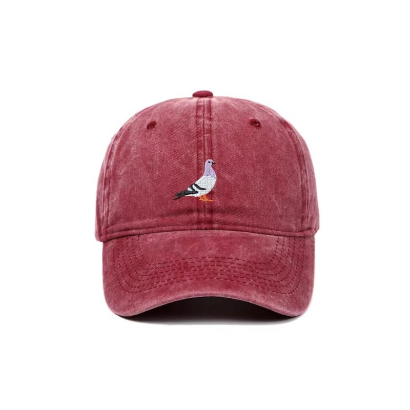 Generisch Vintage Baseball Cap with Dove Embroidery, Adjustable 56-58 cm,