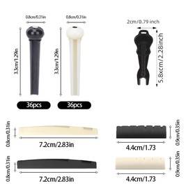 72 Pcs Acoustic Guitar Bridge Pins Guitar String Pegs & Bridge Pin Puller Remover & Saddle Nut Replacement Part Accessories Practical Tools (white+black)