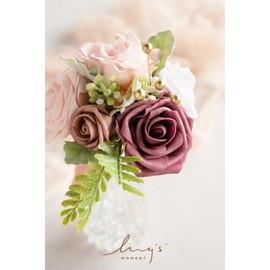 Ling's Moment Dusty Rose Wedding Centerpieces Flowers Mini Bridesmaid Bouquets Set of 6 Pink Pre-Made Small Floral Wedding Table Floral Centerpieces (Dusty Rose)