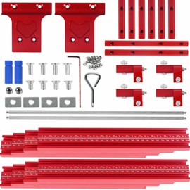 Updated Version Parallel Rail Guide System, Woodworking Track Saw Guide Rail Joining Set Aluminium Alloy Circular Saw Track Set Fixed Guide Rail Bracket Universal T-Track Auxiliary Tool