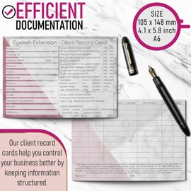 Eyelash Extension Client Cards - Salon and Therapist Customer Consultation Record - Treatment Services Essentials - Profile and Recording Forms - Gift Loyalty Vouchers Beauty Stationery Pack of 100