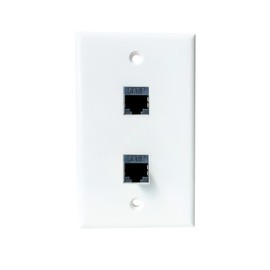 BOPLAT 2 Port Ethernet CAT7 Wall Plate Female to Female - Double Shielded Network CAT 7 RJ45 Keystone Jack Outlet Wallplate for CAT8/CAT7/CAT6 Cables - White