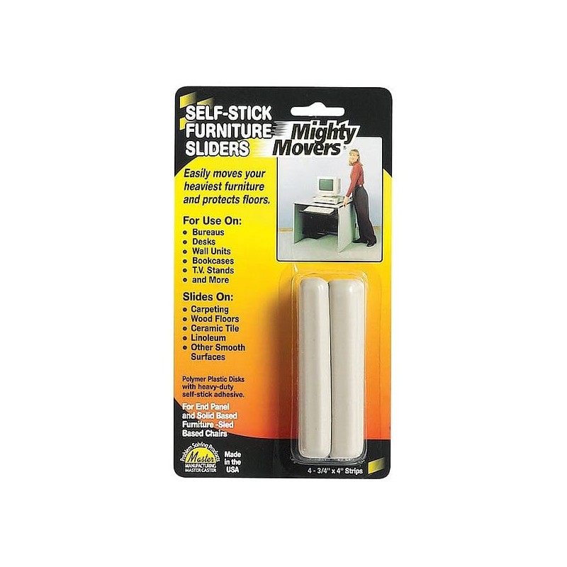 Master Caster Mighty Movers Self-Stick Furniture Sliders-.75x4 Strips 4/Pkg