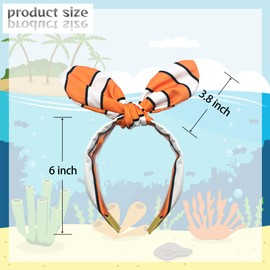 Blithween Clownfish Knotted Bow Headband Ocean Theme Hair Accessories Halloween Costume Dress up Birthday Party Supplies Orange White