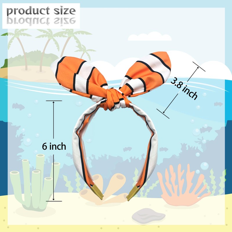 Blithween Clownfish Knotted Bow Headband Ocean Theme Hair Accessories Halloween