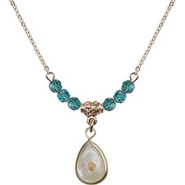 Bonyak Jewelry 18 Inch Hamilton Gold Plated Necklace w/ 4mm Blue December Birth Month Stone Beads and Mustard Seed
