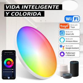 VTZAQZSS Luces LED RGB Inteligente, RGB Lámpara de techo 24W, Lampara led Alexa Wi-Fi inteligente bluetooth con Control App, Compatible con Alexa, Google Home