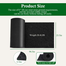 Nisorpa 8' x 2' Black Mulch Mat, Recycled Rubber Mulch Mat Garden Barrier Garden Edging Border Mat Rubber Mulch for Landscaping Outdoor