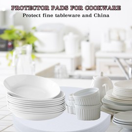 Klmnop Thick Felt Plate Dividers for Stacking, Set of 50 Round Soft Plate Separators, China Storage and Packing for Dish/Saucers, 10.5 Inch