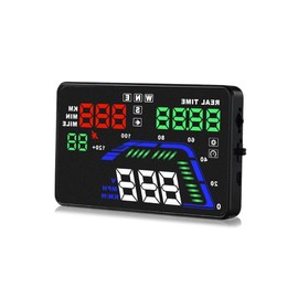 Pyle Universal 5.5’’ Car HUD Head-Up Display Multi-Color Windshield Screen Projector Vehicle Speed & GPS Navigation Compass, Plug & Play, with Speed, Time, Altitude & More (PHUD15)