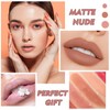 IONSGAKO 2PCS Matte Nude Lipstick Set Velvet Lip Gloss Non-Fading
