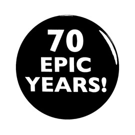 Funny 70th Birthday Button “70 Epic Years!” Party Favor Sarcastic B-Day Humor Pin Turning 70 Years Old 1 Inch 63-21-1N2
