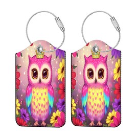 2 Pcs Luggage Tags for Suitcases, PU Leather Cruise ID Tags with Privacy Cover, Stainless Steel Loop & Address Card, Luggage Tags for Suitcases TSA Approved for Men Women Handbags Backpacks