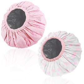 2 Pcs Deep Conditioning Hair Caps Waterproof Double Layer Hot Oil Hair Treatment Heat Caps Reusable Shower Caps Steam Caps Processing Caps for Hair Deep Conditioning, Pink Series