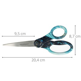Westcott Pouring Art and Marble Effect Scissors - Universal Scissors with Stainless Steel Blades and Plastic Handles - 8" - Turquoise - E-38081 Blue