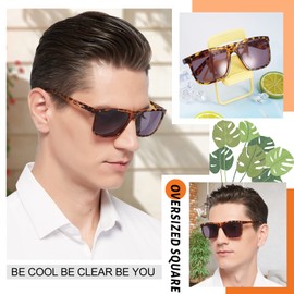 MARE AZZURO Oversized Square Reader Sunglasses +1.75 Men Outdoor Sun Reading Glasses 1.00 1.25 1.50 1.75 2.00 2.25 2.50 2.75 3.00 3.50 (Tortoise, 1.75)