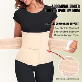 MAMODY Postpartum Belly Band – Postpartum Belly Wrap, Abdominal Binder Post Surgery C-section Recovery Support Belt After Birth Brace, Slimming Girdles (Classic Beige, 2X-Large)
