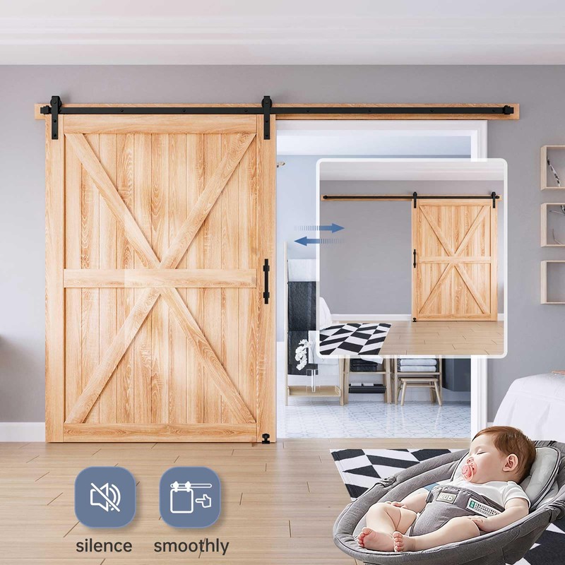 EaseLife 12 FT Sliding Barn Door Track and Handle Hardware