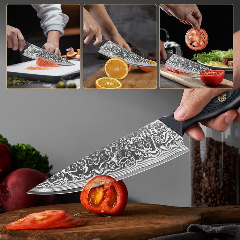 MOSFiATA Damascus Chef Knife 8 Inch, Professional Ultra Sharp Chef's