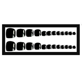 YienDoo False Nail for Toe Bright Black Chic Exquisite Fake Nail for Toes Full Cover Nail Tips Foot Nails 24Pcs