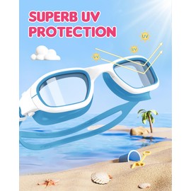 Zeligerstar Kids Swimming Goggles, Anti Fog Swimming Goggles Kids 6-14, UV Protection No Leaking Wide Vision Childrens Swimming Goggles for Kids Boys Girls