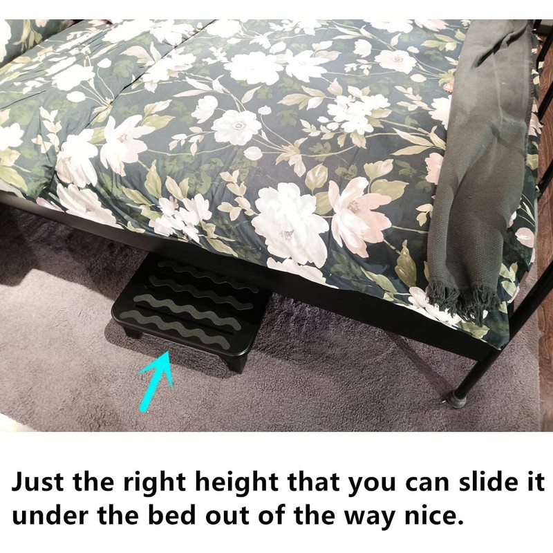 URFORESTIC Solid Wood Bed Step Stool Super Large/Bedside Steps for