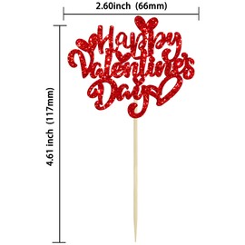 Ephlyn - 24 piezas de decoración para magdalenas de San Valentín con purpurina, dulce amor, magdalenas, decoraciones de San Valentín, decoración de pasteles para feliz día de San Valentín, cumpleaños,