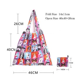 4 Pack Large 15L Cute Animal Pattern Reusable Grocery Shopping Bags Foldable Shopping Bags Tote with Attached Pouch,Machine Washable Eco-Friendly 46 (width) *40+26cm (4Pcs Animal 5(Flamingo Swan))